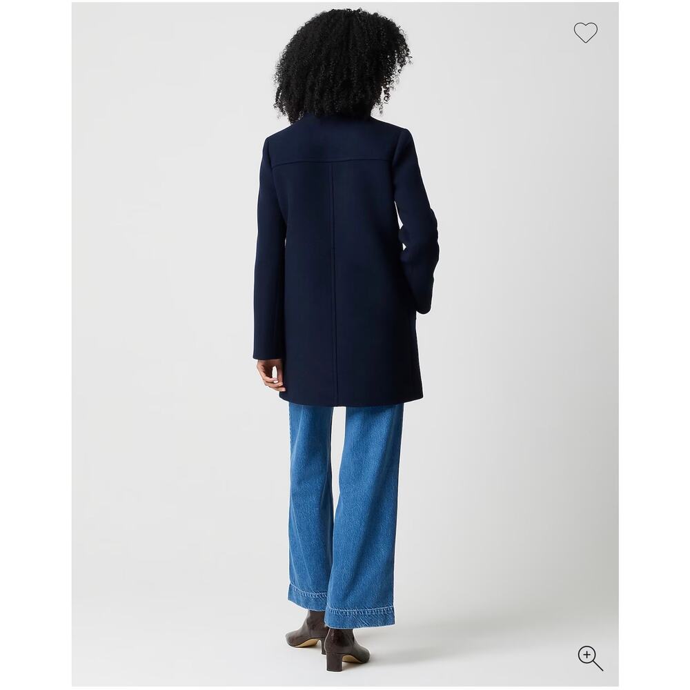 J. Crew Women's Long Sleeve City Coat with Button Neck Navy Blue Size 16 NWT - Picture 2 of 12